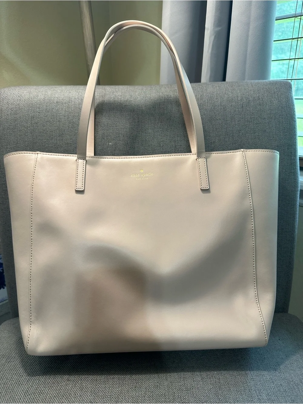 kate spade Pale Pink Leather Tote with Gold Logo